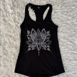 Fifth Sun Black Lotus Yoga Tank Top Size Small